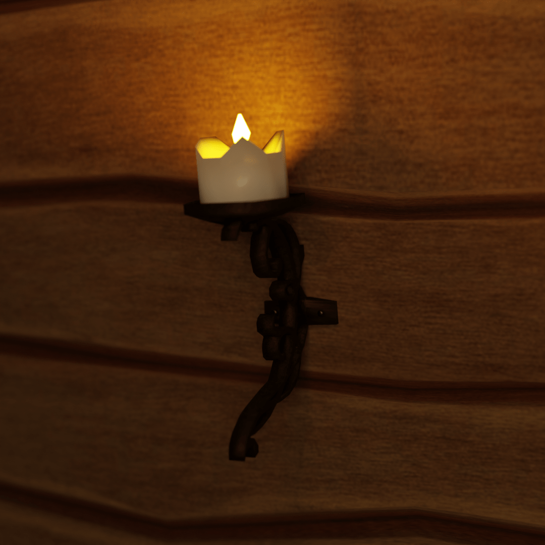 3D game asset muur kaars houder