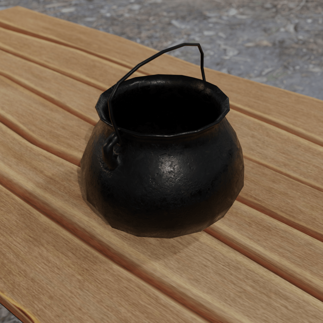3D game asset heksen ketel